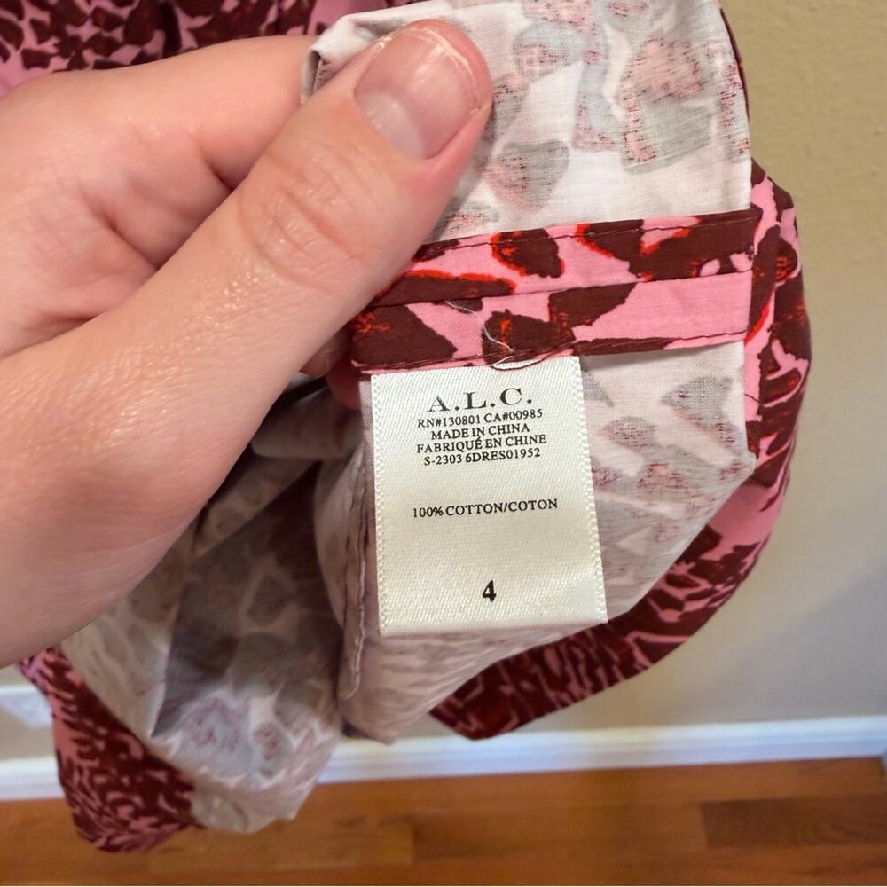 ALC Pink Floral Cotton Mini Dress 4 - Picture 9 of 14